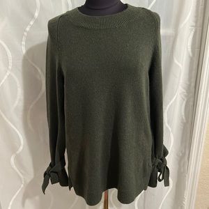Ann Taylor, Green, Wool & Cashmere Blend Sweater With Wrist Ties, Size Small
